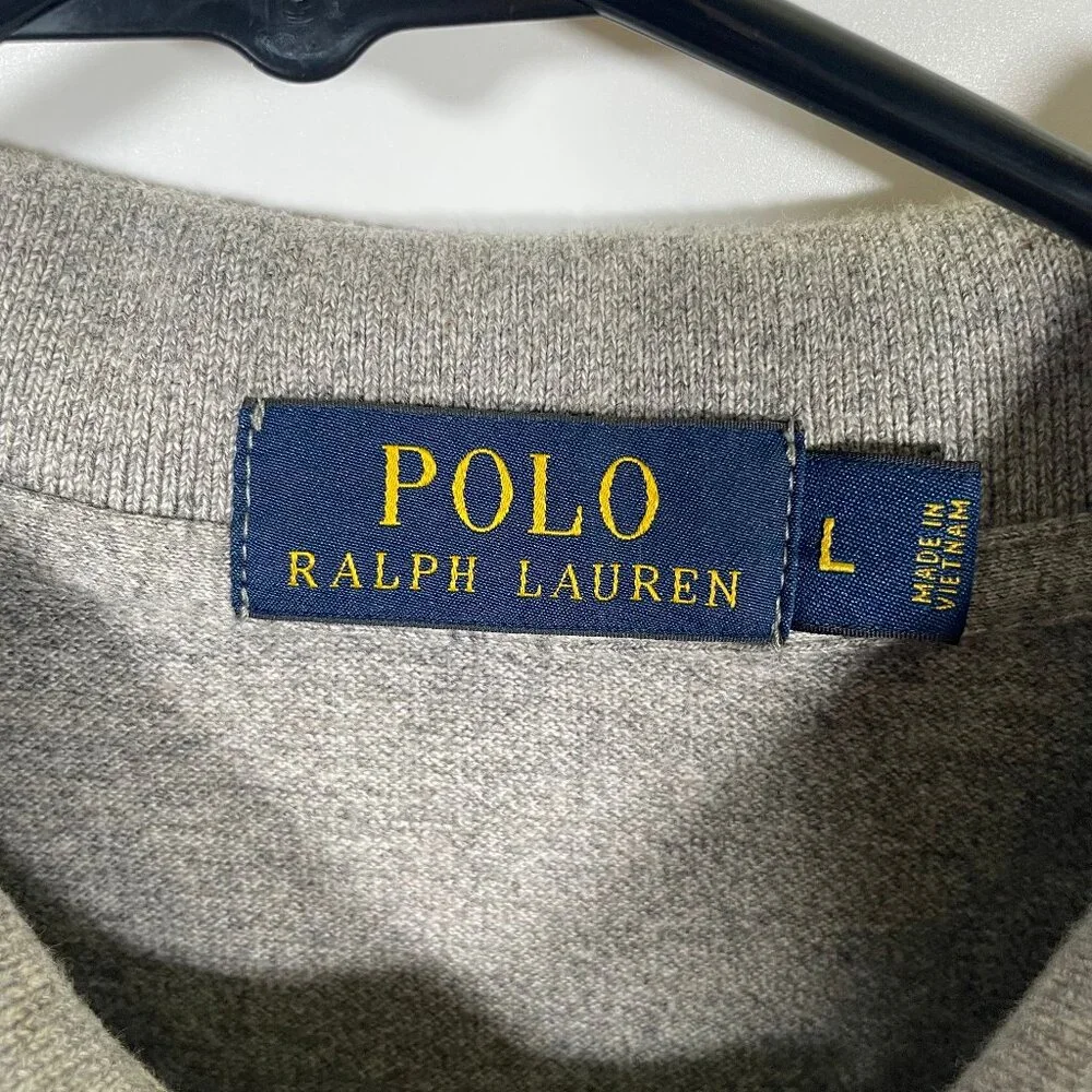 Polo Ralph Lauren Pique Polo Shirt Mens Size Large Gray Pony Short Sleeves